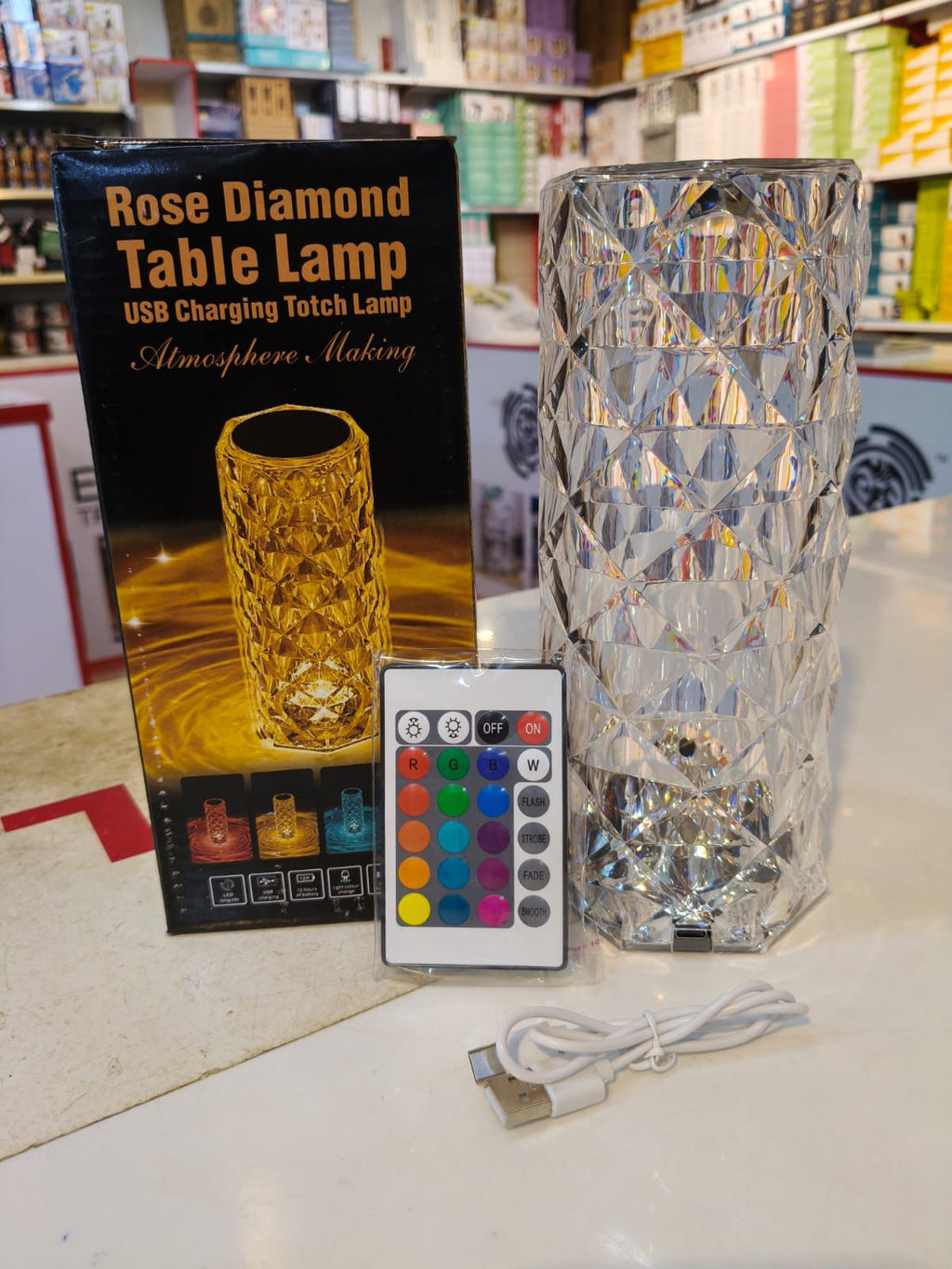 Rechargeable Rose Diamond Table Lamp