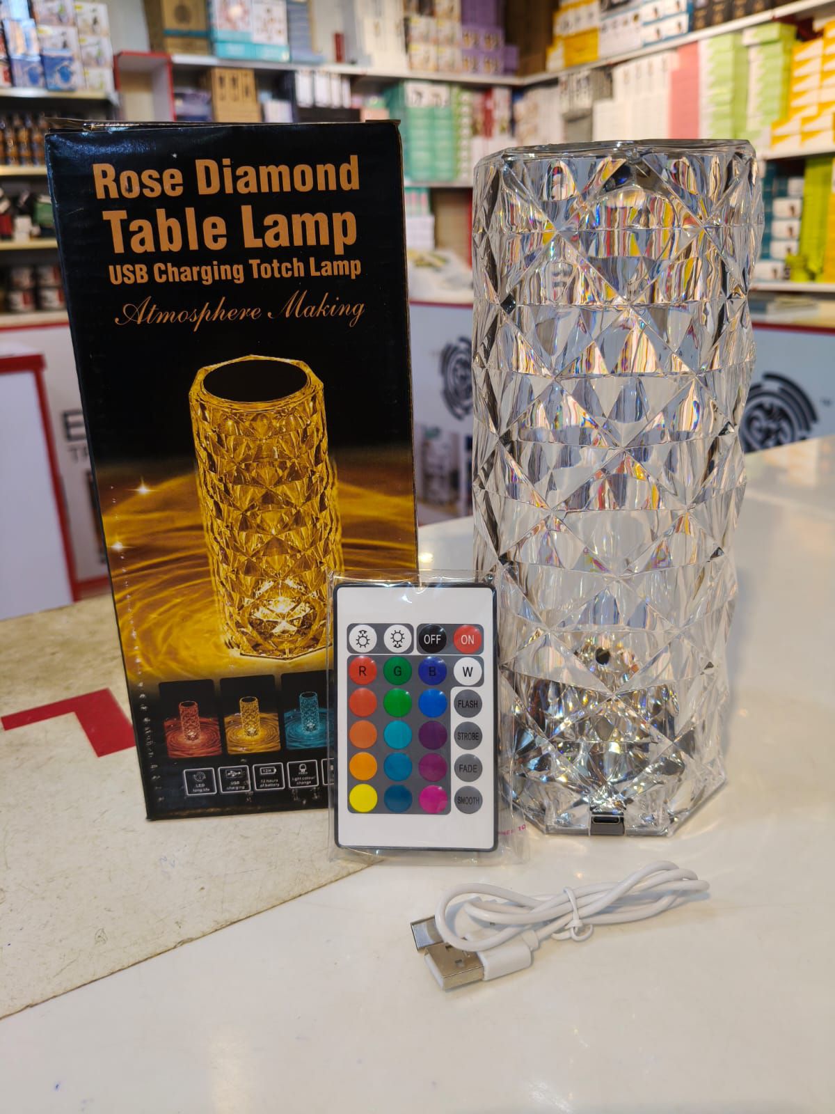 Rechargeable Rose Diamond Table Lamp